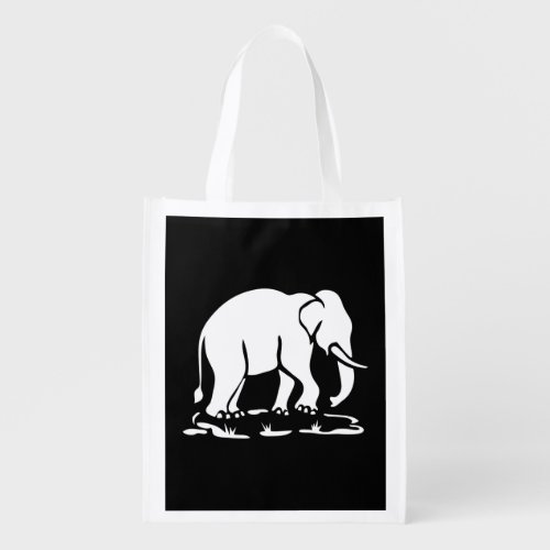 Asian Elephants Ahead Thai Elephant Trekking Sign Reusable Grocery Bag