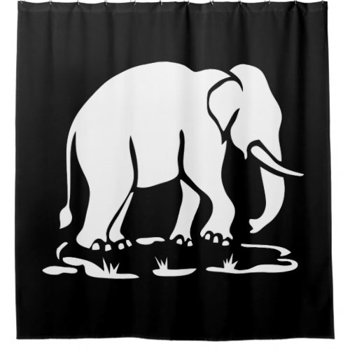 Asian Elephants Ahead Thai Elephant Trekking Sign Shower Curtain