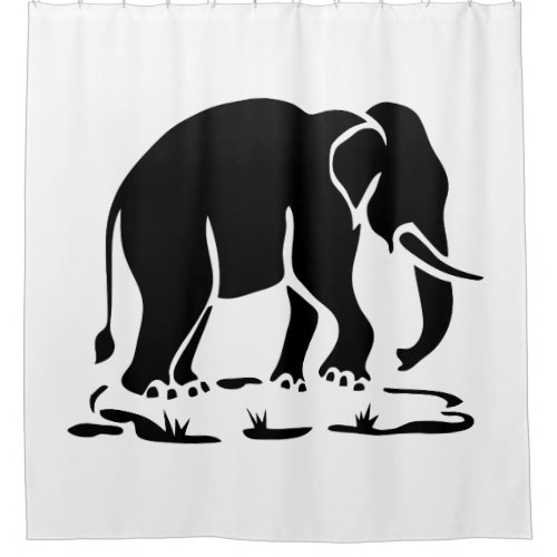 Asian Elephants Ahead Thai Elephant Trekking Sign Shower Curtain