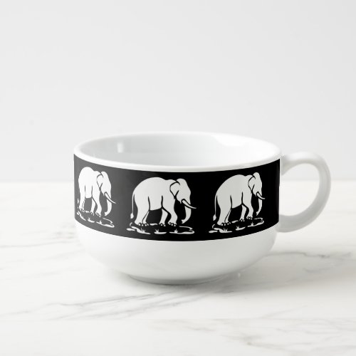 Asian Elephants Ahead Thai Elephant Trekking Sign Soup Mug