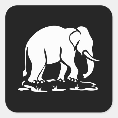 Asian Elephants Ahead Thai Elephant Trekking Sign Square Sticker
