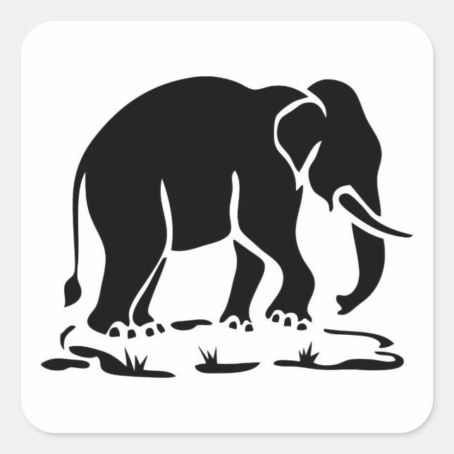 Asian Elephants Ahead Thai Elephant Trekking Sign Square Sticker (Front)
