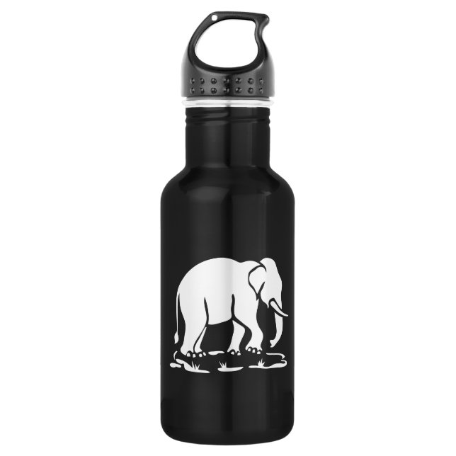 Asian Elephants Ahead Thai Elephant Trekking Sign Stainless Steel Water Bottle (Front)