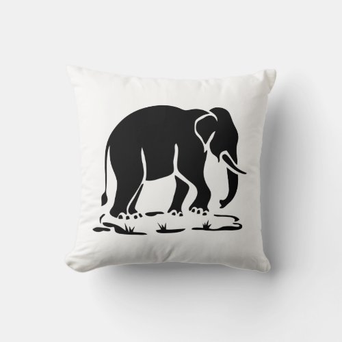 Asian Elephants Ahead Thai Elephant Trekking Sign Throw Pillow