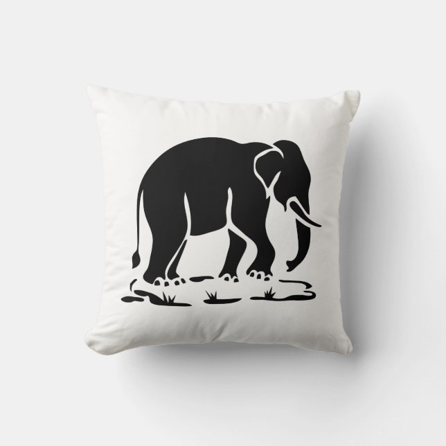Asian Elephants Ahead Thai Elephant Trekking Sign Throw Pillow (Front)
