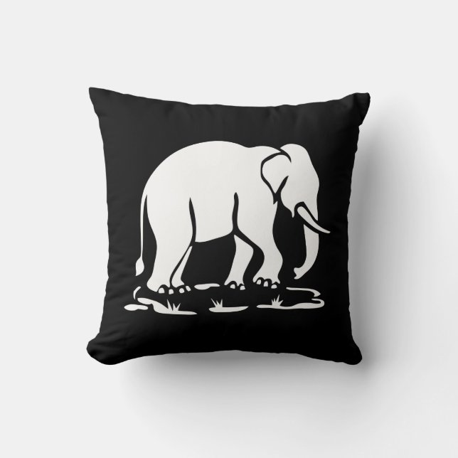 Asian Elephants Ahead Thai Elephant Trekking Sign Throw Pillow (Front)