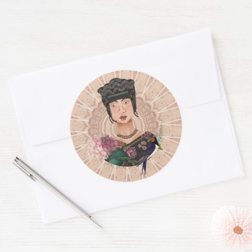 Asian Empress Mondo by Susan M Epperly Artist Classic Round Sticker