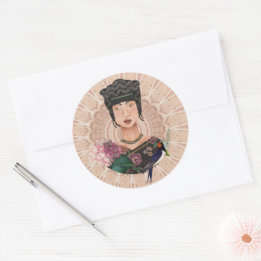Asian Empress Mondo by Susan M. Epperly Artist Classic Round Sticker