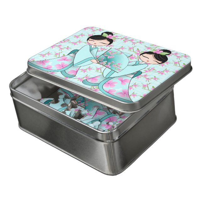 Asian Fan Dancers Jigsaw Puzzle (Lid Open)