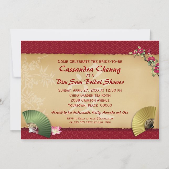 Asian Fans Bridal Shower Invitation (Front)