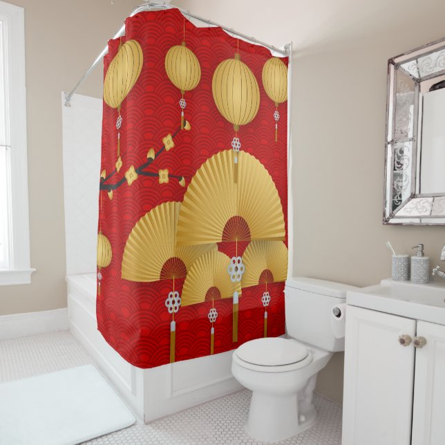 Asian Fans & Lamps Shower Curtain (In Situ)