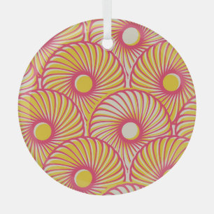 Asian feathers, orange-red scales, seamless. glass ornament