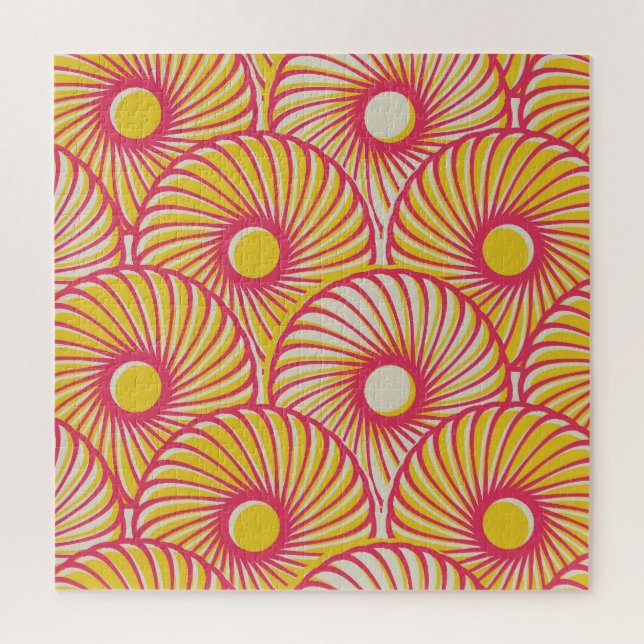 Asian feathers, orange-red scales, seamless. jigsaw puzzle (Vertical)