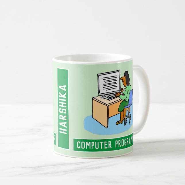 Asian Female Computer Programmer With Name. Coffee Mug (Front Right)