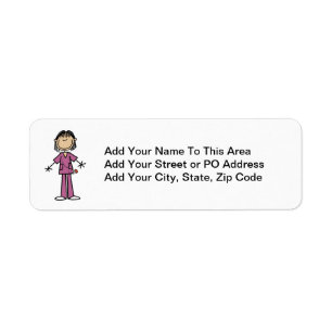 Asian Female Stick Figure Nurse Label