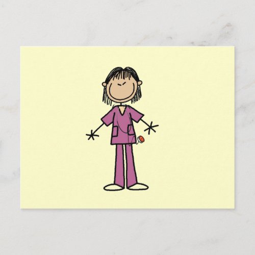 Asian Female Stick Figure Nurse Postcard