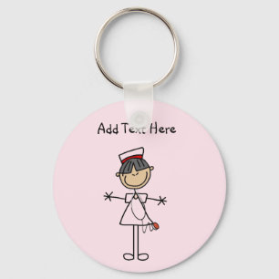 Asian Female Stick Figure Nurse T-shirts and Gifts Keychain