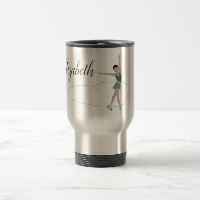 Asian Figure Skater Personalized Travel Mug (Center)