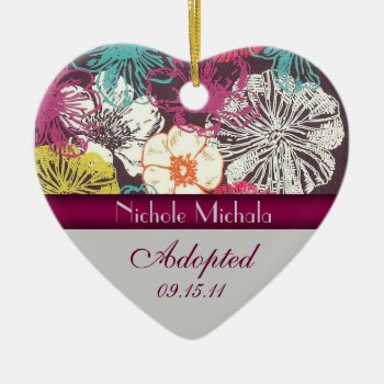 Asian Floral Adoption Announcement Keepsake Ceramic Ornament by AdoptionGiftStore at Zazzle