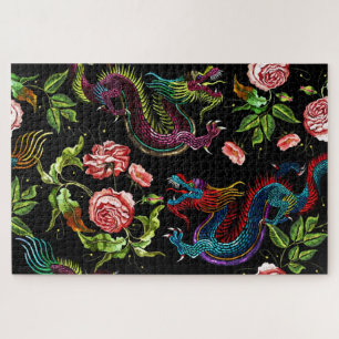 Asian Floral Dragons Jigsaw Puzzle