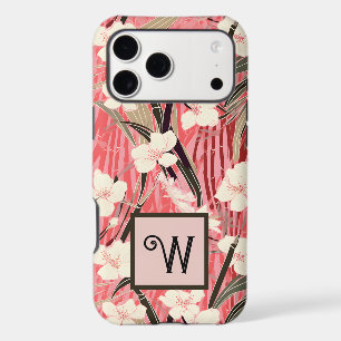 Asian Floral Pink Peach White Chinoiserie Monogram iPhone 17 Pro Max Case