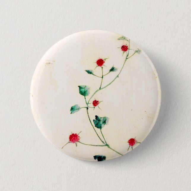 Asian Flower Pinback Button (Front)