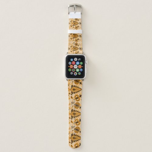 Asian Flowers Brown Vintage Seamless Apple Watch Band