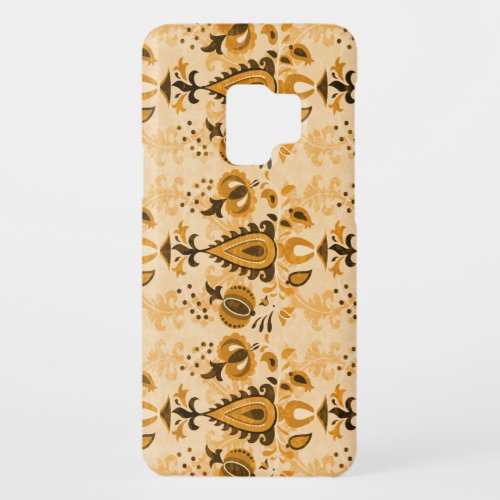Asian Flowers Brown Vintage Seamless Case_Mate Samsung Galaxy S9 Case