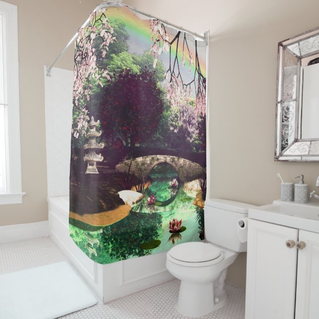 Asian Garden 3D Art Shower Curtain (In Situ)