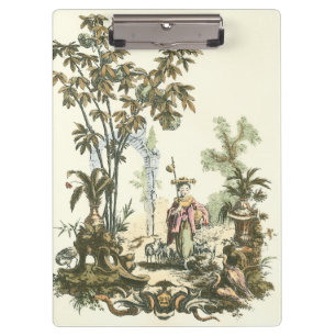 Asian Garden with Woman and Animals Clipboard