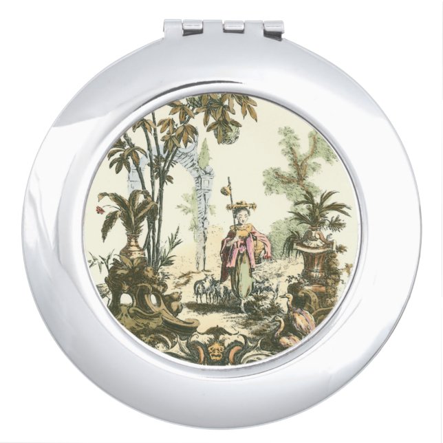 Asian Garden with Woman and Animals Compact Mirror (Front)