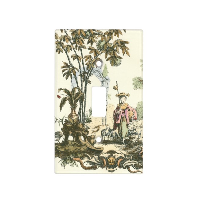 Asian Garden with Woman and Animals Light Switch Cover (Front)