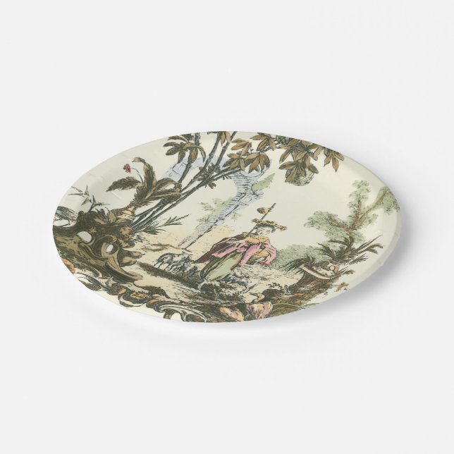 Asian Garden with Woman and Animals Paper Plates (Angled)