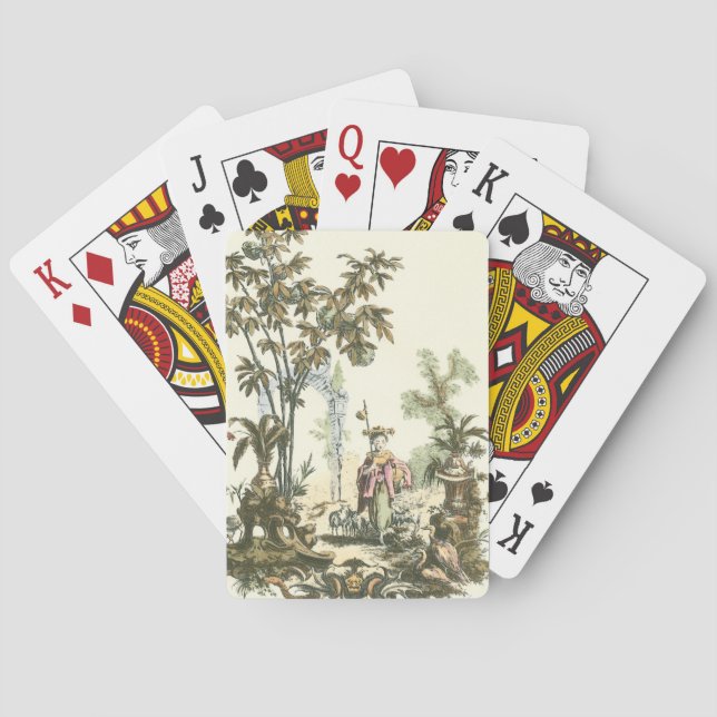 Asian Garden with Woman and Animals Poker Cards (Back)