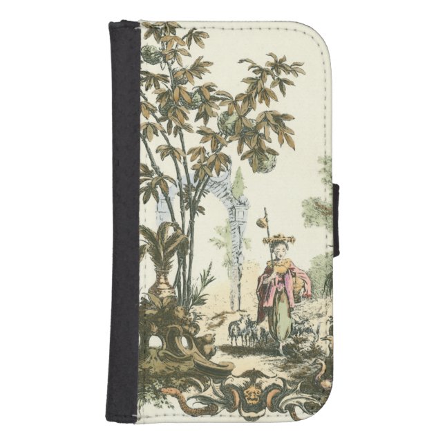 Asian Garden with Woman and Animals Samsung Galaxy Wallet Case (Front)