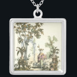 Asian Garden with Woman and Animals Silver Plated Necklace<br><div class="desc">A lovely Asian style garden filled with various animals and monitored by a watchful woman. The scene conjures thoughts of the Garden of Eden,  complete with a snake slithering in the foreground. A perfect gift for the worldly,  well-traveled person in your life!</div>