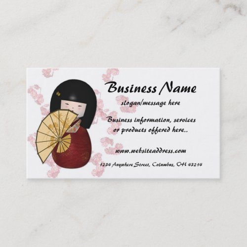 Asian Girl 2 wCherry Blossoms Business Cards