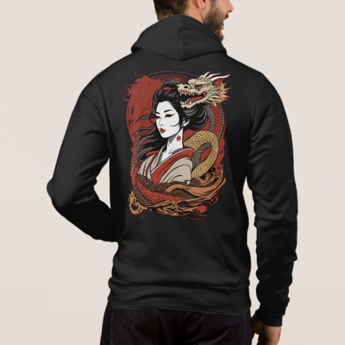 Asian Girl  Chinese Dragon Hoodie