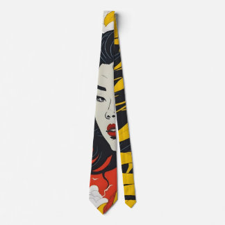 Asian Girl Colorful Neck Tie