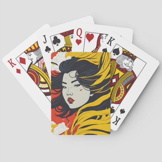 Asian Girl Colorful Poker Cards (Back)