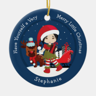 Asian Girl Elf Ceramic Ornament