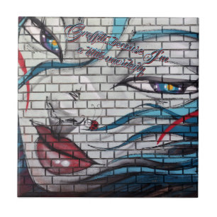 Asian Girl Graffiti Ceramic Tile