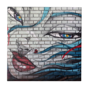 Asian Girl Graffiti Ceramic Tile