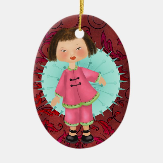Asian Girl - SRF Ceramic Ornament (Front)