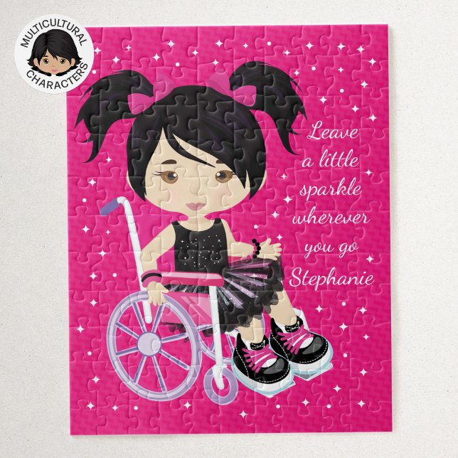 Asian Girl Wheelchair Personalized Jigsaw Puzzle (Creator Uploaded)