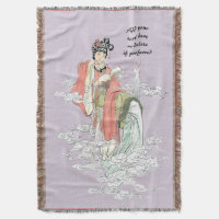 Asian Goddess and Clouds Throw Blanket