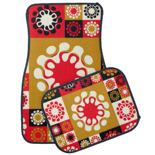 Asian Gold Red Mosaic, Ethnic Style. Car Floor Mat