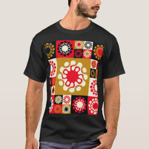 Asian Gold Red Mosaic, Ethnic Style. T-Shirt