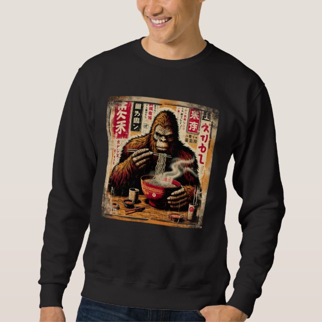 Asian Graphics, Ramen Bigfoot Anime Vintage Japane Sweatshirt (Front)