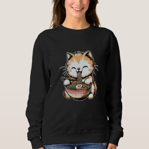 Asian Graphics, Ramen Cat Kawaii Anime Japanese Sweatshirt